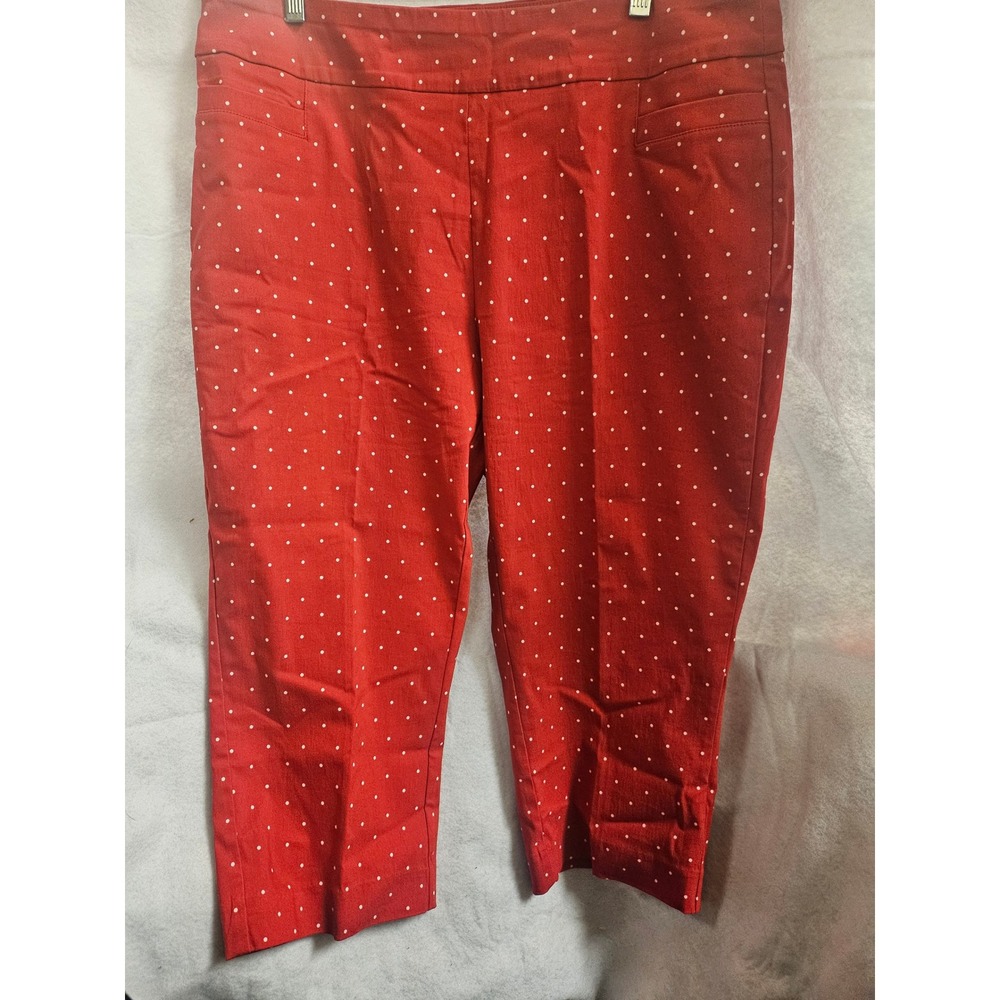 Kim Rogers Womens Red Polka Dot Capri Pants Size 18W Cropped Trousers 2042